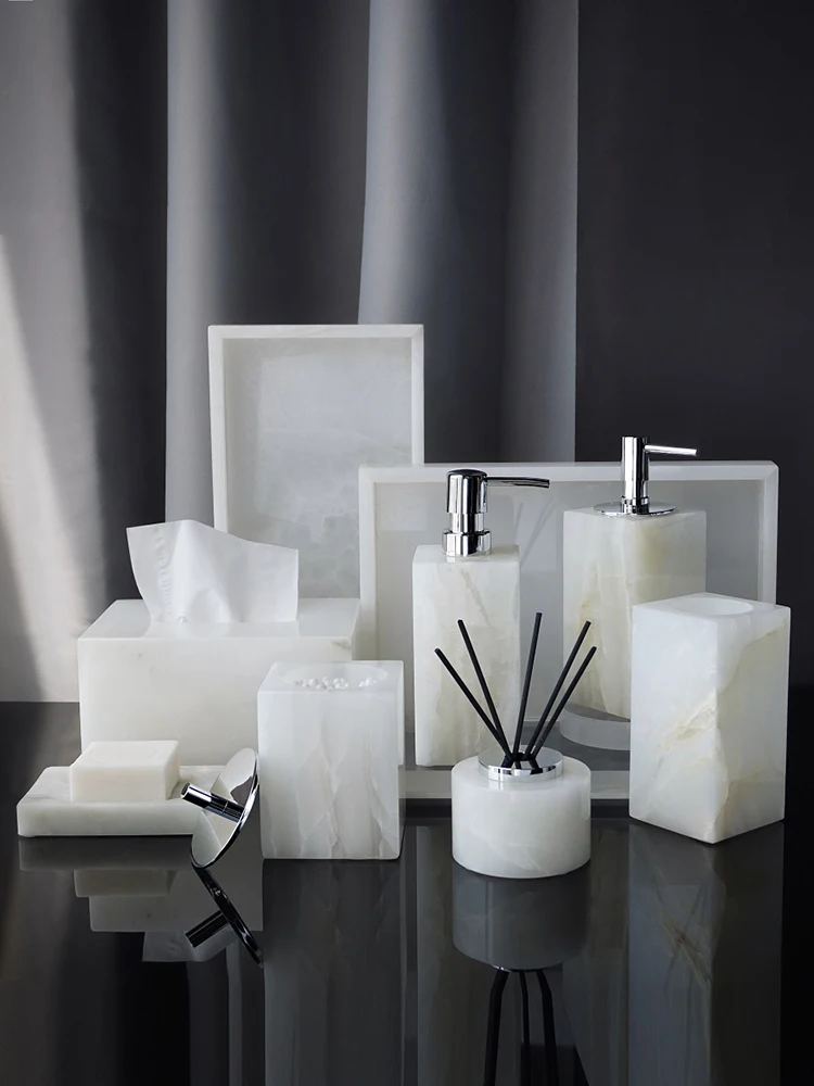 Reed Diffuser Set - Aksesoris Kamar Mandi Marmer Onyx Putih