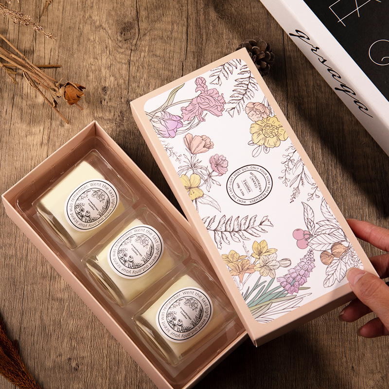 Home Fragrance Set Gift - Kotak hadiah lilin wangi, tiga peralatan