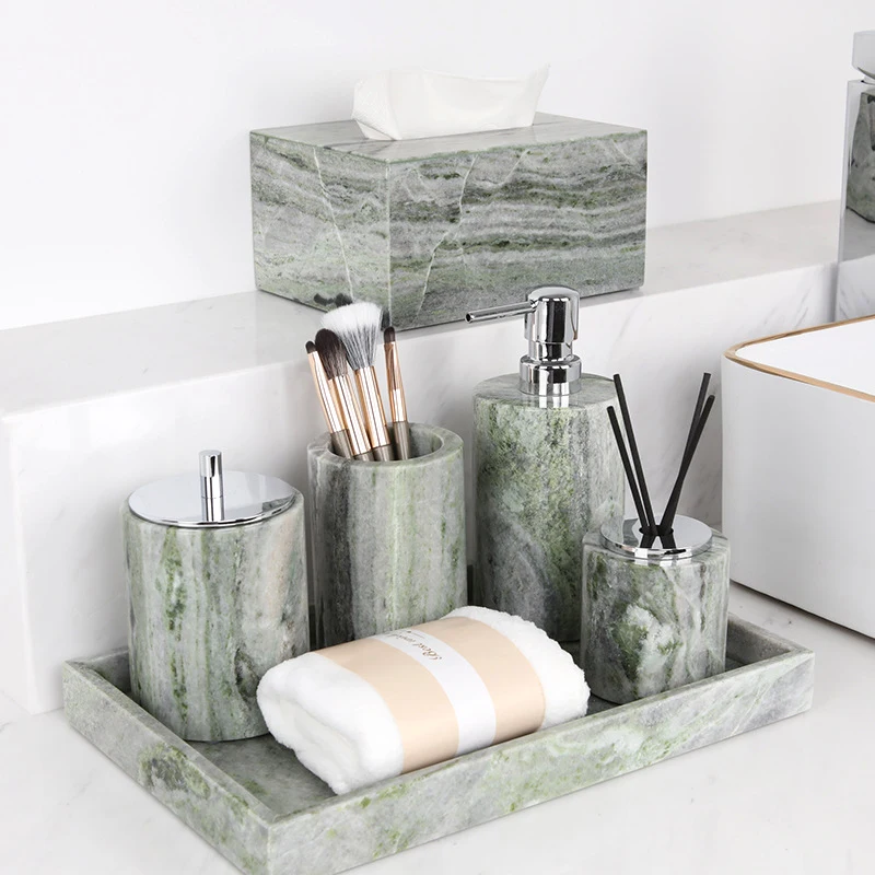 Reed Diffuser Set - Set Perlengkapan Kamar Mandi Marmer Hijau