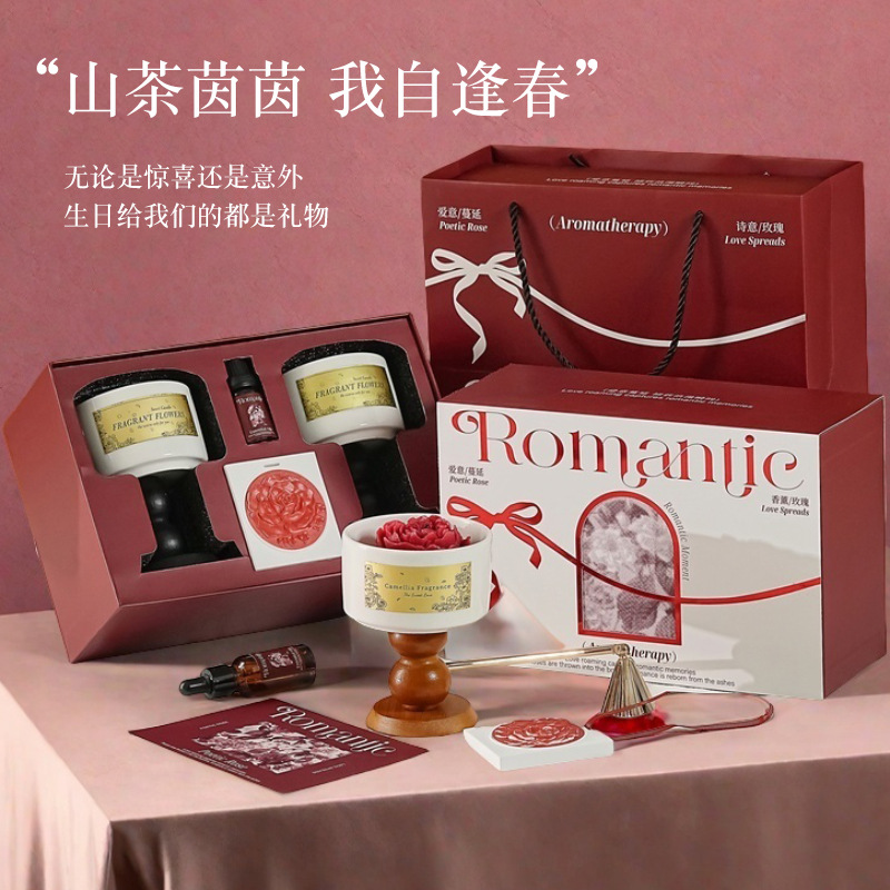 Home Fragrance Set Gift - Set Kotak Hadiah Lilin Beraroma Camellia